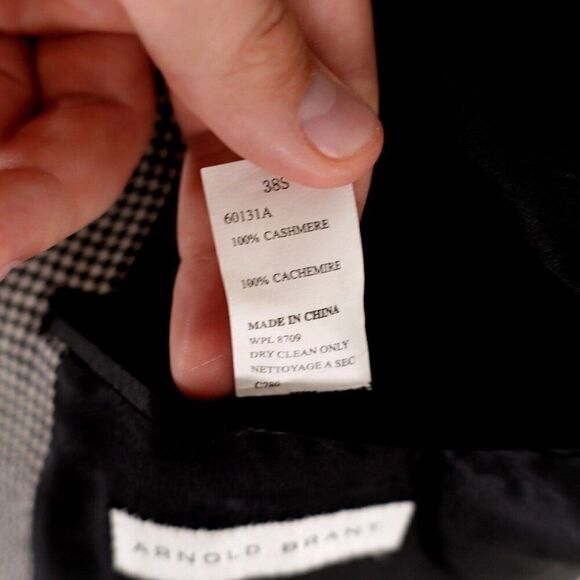 Arnold‎ Brant Thick 100% Cashmere Houndstooth Black White 3 Button Blazer 38S - Picture 10 of 12